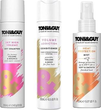 Toni & Guy Yüksek Hacimli Kuru Şampuan 250ml + Hacim Veren Saç Kremi 250ML + Isıya Karşı Koruyucu Sprey 150ML 3lü Saç Ba