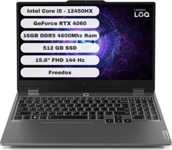 Lenovo Loq 15Iax9 Intel Core İ5 12450Hx 16Gb 512Gb Ssd Rtx4060 Freedos 15.6" Fhd 144Hz 83Gs0060Tr