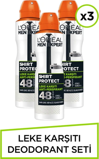 Loreal Paris Expert Shirt Protect Anti Perspirant Deodorant 150 ml x 3 Adet