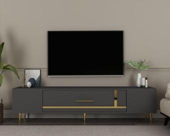 Cantek Dizayn Dekop1Ct Tv Sehpası Antrasit-Altın