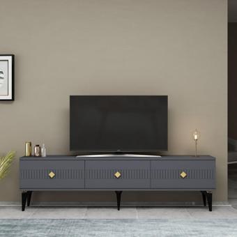 Cantek Dizayn Midas Tv Stand (Alt Modül) Antrasit-Altın