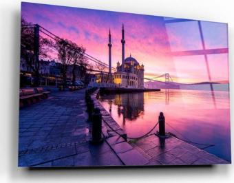 İstanbul Manzarası Cam Tablo | Hediyelik, Dekoratif, Ofis, Mutfak 