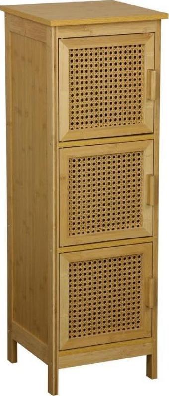 Panalı Bambu Rattan 3 Kapaklı Dolap BM02