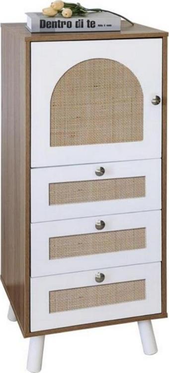 Panalı Rattan 3 Çekmeceli 1 Kapaklı Dolap BM1176 
