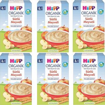 Hipp Organik Sütlü Meyveli 6+ Ay Kaşık Maması 250 gr 6 ADET