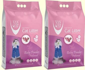 Vancat Bebek Pudrası Kokulu İnce Tane Kedi Kumu 10 Kg X 2 Adet