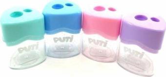 Puti Kalemtıraş Çift Bölmeli Şeffaf Kapak 4 Pastel Renk 06406 (24 Lü Paket)