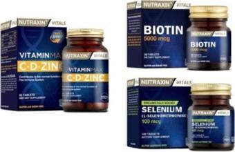 Nutraxin Vitamin Max ( C ,D , Zinc ) 60 Tablet + Selenium 100 Mcg 100 Tablet + Biotin 5000 Mcg 30 Tablet