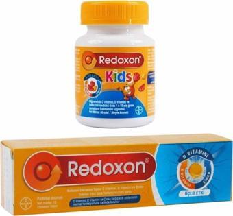 Redoxon 3'Lü Etkili 15 Efervesan Tablet + Kids 60 Çiğnenebilir Tablet  Paket