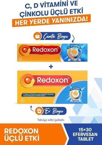 Redoxon Üçlü Etki 15 30 Efervesan Tablet I 1000 Mg C Vitamini, D Vitamini Ve Çinko Içeren Takviye Ed