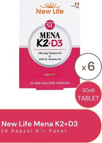 New Life Mena K2 D3 30 Kapsül 6'Lı Paket