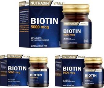 Nutraxin Biotin 5000 Mcg 30 Tablet X 3 Adet