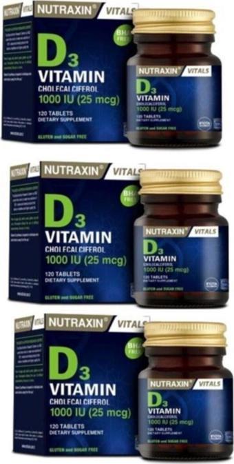 Nutraxin D3 Vitamini 120 Tablet - D3 1000 Iu X3 Adet