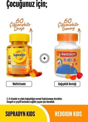Supradyn Kids Ve Kids Paketi: 60X2 Çiğnenebilir Draje Ve Gummy, Multivitamin Ve Bağışıklık Destek Set