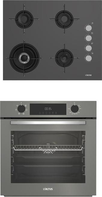 Altus 2'li Gri Cam Ankastre Set 189 Dg Woklu - 322 G Turbo Fırın