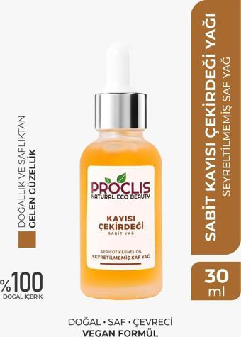 PROCLİS Kayısı Çekirdeği Yağı %100 Doğal Bitkisel Sabit Yağ, Apricot Kernel Oil, Prunus Armeniaca 30ml