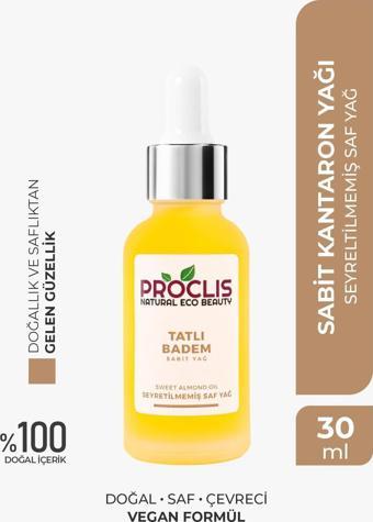 PROCLİS Tatlı Badem Yağı,  Sabit Badem Yağ, Sweet Almond Oil, Prunus Amygdalus Dulcis 30ml