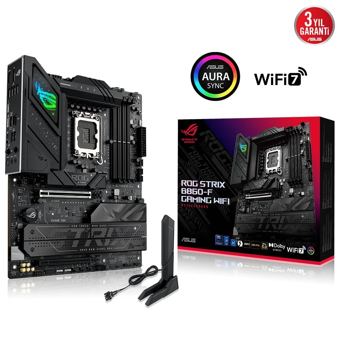 ASUS ROG STRIX B860-F GAMING WIFI, 4xDDR5, 4xM.2, HDMI, DP, Type-C, Wi-Fi 7, Bluetooth v5.4, Intel Core Ultra CPU(Seri 2