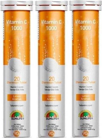 Vitamin C 1000 Mg 20 Efervesan Tablet X 3 Adet