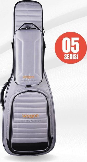 Wagon 05 Serisi Limited Edition Elektro Gitar Çanta Seti - Gri (Limited Askı, Ön Çanta)