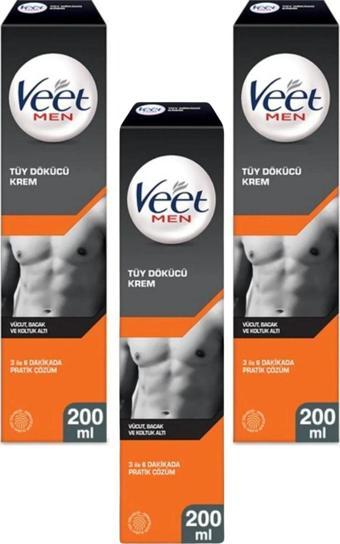 Veet Men Erkeklere Özel Tüy Dökücü Krem 200 Ml X3