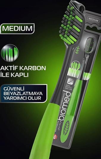 Biomed Yuvarlatılmış Özel Aktif Karbon Ile Kaplı Kıllar Black Diş Fırçası Orta