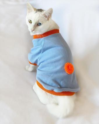 Ponçik Oval Yaka Tişört Kedi Kıyafeti Kedi Elbisesi