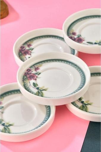 Cooker Lüks Porselen Desenli 6 Lı Çay Tabağı Bardak Altı - CKR4150 - Antique Rose