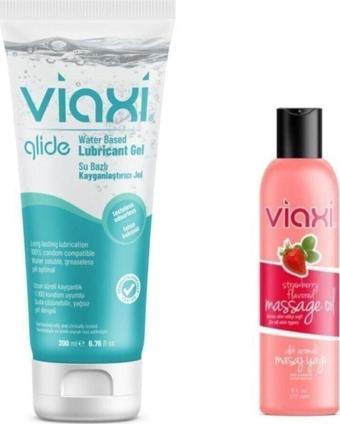 Viaxi Glide Lubricant Gel Naturel 200 Ml Masaj Yağı Çilek Aromalı 177 Ml