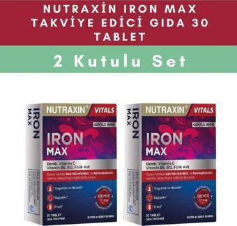 Nutraxin Iron Max Takviye Edici Gıda 30 Tablet | 2 Kutulu Set