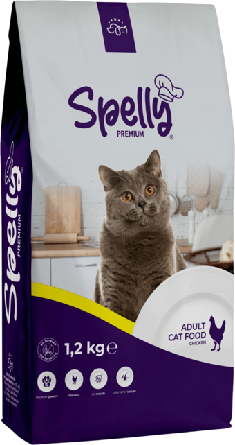3 Adet x Spelly Premium Yetişkin Kedi Maması - Tavuk (1,2kg)