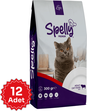 Spelly Premium Yetişkin Kedi Maması - Biftek (0,3kg) 12 Adet 