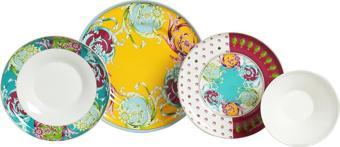 Lucky Art Estelle Çiçek Desenli New Bone China Porselen 24 parça Yemek Takımı LYFG 054