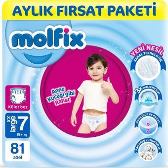 Molfix Pants Bebek Bezi 7 Beden Xxl Aylık Fırsat Paketi 81 Adet