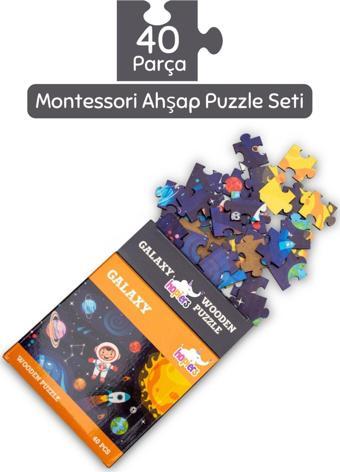 Hopiers Montessori Galaxy Ahşap 40 Parça Puzzle - 1+ Yaş - Eğitici - Öğretici Ve Güvenli Çocuk Oyuncağı