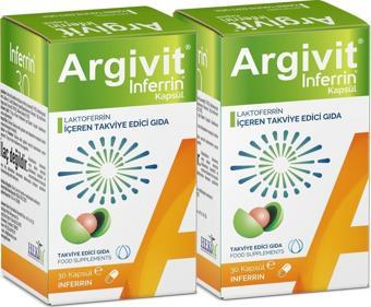 Argivit Inferrin Laktoferrin İçeren Takviye Edici Gıda 30 Kapsül 2'li Paket