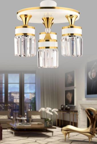 Kuzey Aslı 4 Lü Profonyer Beyaz Sarı Yaldızlı Kristal Taşlı Lüks Modern Avize