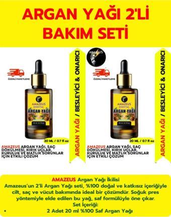 Amazeus Argan Yağı 2'Li (%100 Saf Ve Doğal-Soğuk Pres) Besleyici Etki 2X20 Ml / 1.4 Fl Oz