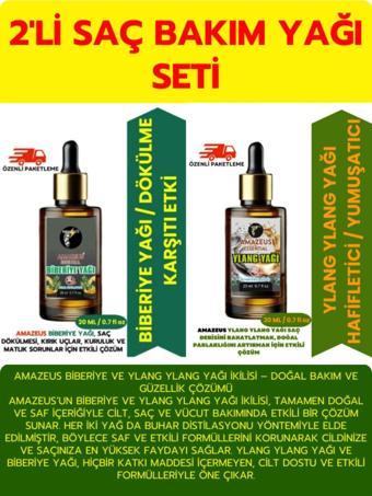 Amazeus Biberiye Yağı 20 Ml, Ylang Yağı 20 Ml İkilisi-%100 Saf Ve Doğal Uçucu Yağlar Bakım Seti (2X20 Ml)