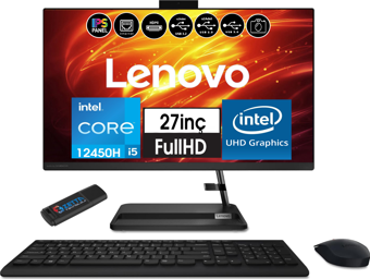 Lenovo Ideacentre 3 Intel Core I5 12450H 32GB 1tb SSD Freedos 27" IPS All In One Bilgisayar AIOF0GJ011VTR13+ZETTAUSBBELLEK