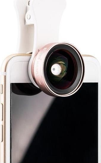 Kiwifotos 2in1 Akıllı Telefonlar İçin Geniş Açı & Makro Lens (Pembe)