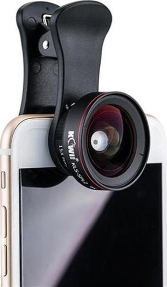 Kiwifotos 2in1 Akıllı Telefonlar İçin Geniş Açı & Makro Lens (Siyah)