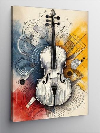 Kanvas Tablo Minimalist Keman Çizimi
