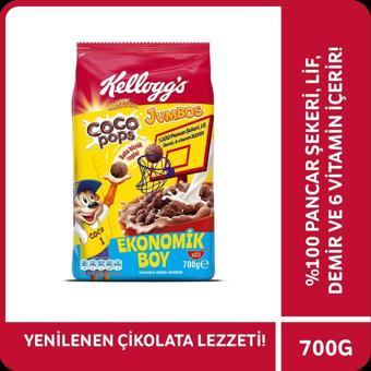 Kellogg's Coco Pops Jumbos Çikolatalı Buğday ve Mısır Gevreği 700 Gr, Lif Kaynağı,Kahvaltılık Gevrek