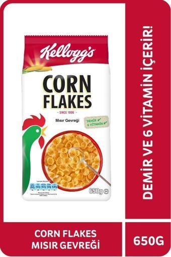 Kellogg's Corn Flakes Kahvaltılık Mısır Gevreği 650 Gr,Lif Kaynağı,Demir ve 6 Vitamin içerir