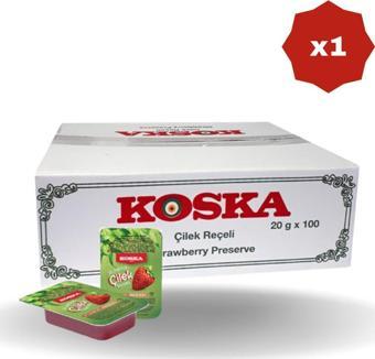 Koska Piknik Çilek Reçeli 20 Gr 100'Lü - (1 Paket)