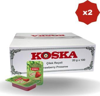 Koska Piknik Çilek Reçeli 20 Gr 100'Lü - (2 Paket)