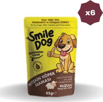 Jungle Smile Dog Pouch Köpek Küçük-Orta Irk Kuzulu 85 Gr - (6 Adet)