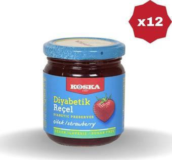 Koska Diyabetik Çilek Reçeli 240 Gr - (12 Adet)