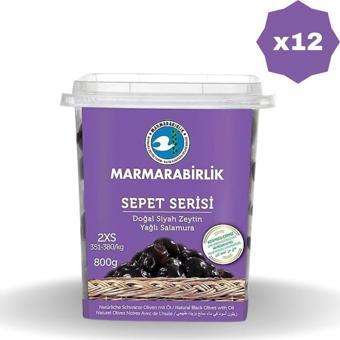 Marmarabirlik Zeytin 351-380 2Xs Yağlı Salamura Pet 800 Gr - 12 Adet)